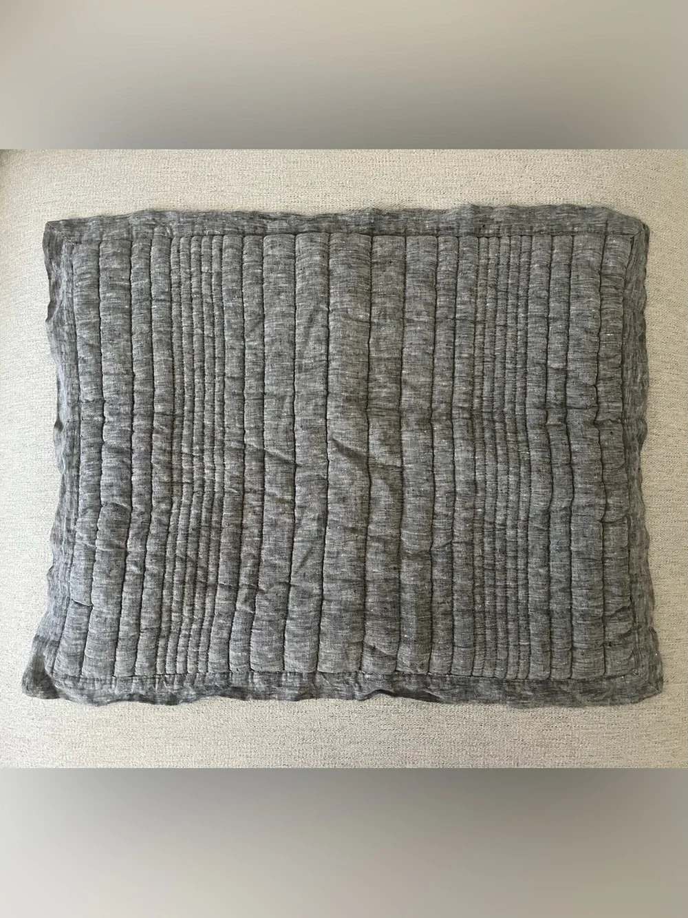 2 West Elm European Flax Linen Linework Standard Shams